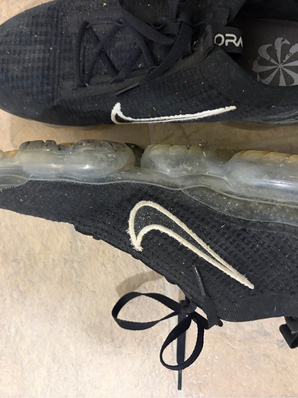 Women’s Nike Black Flyknit Sneakers with Clear Air Bubble Sole